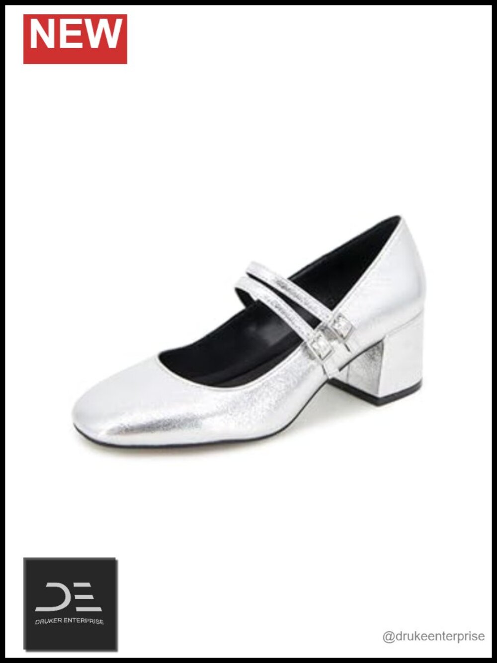 Mary Jane Heel Double Strap Block Heel 2.17"